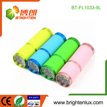 Factory Wholesale 3*AAA battery Powered Promotional Metal 9 led Color Changing led Torch
